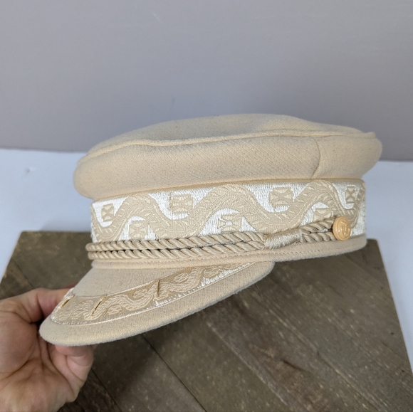 Lack of Color Riviera Hat Beige Captain Cap Size Small 55cm Terelyne Rayon - Picture 5 of 9